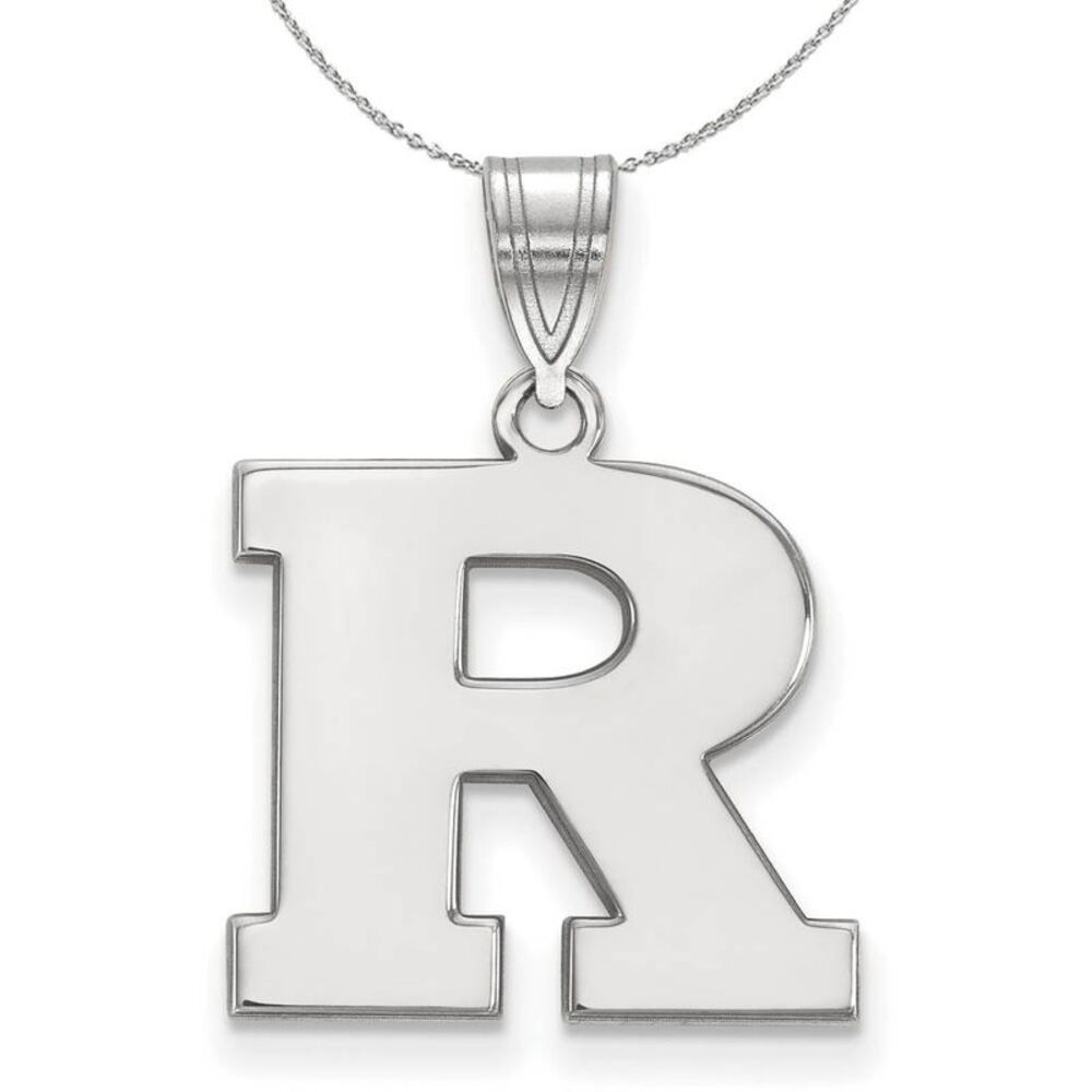 Sterling Silver Rutgers Medium Initial R Necklace - 24 Inch